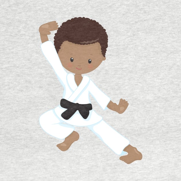 African American Boy, Karate Boy, Kata, Black Belt by Jelena Dunčević